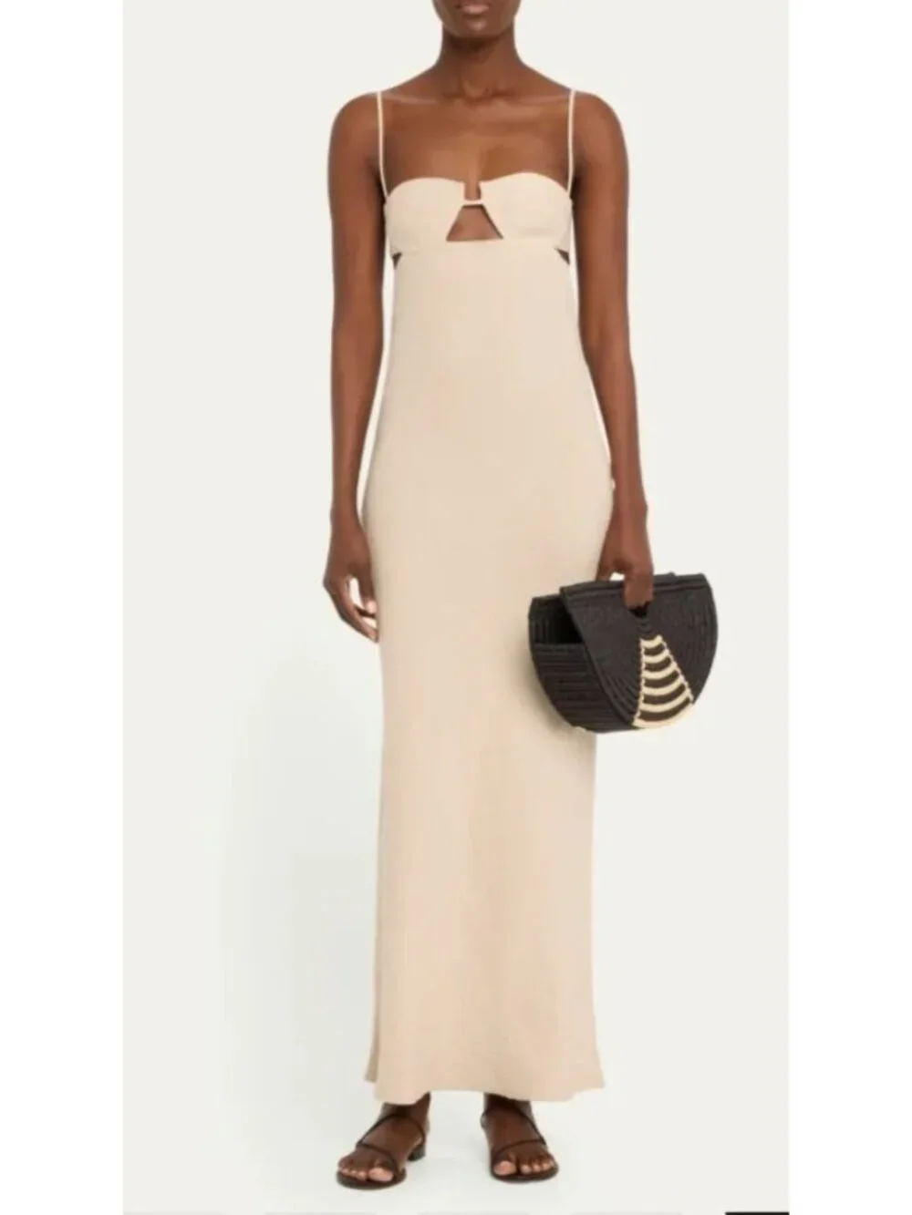 EILAF Large Half Moon Raffia Top Handle Bag Black Woven Straw Clutch Boho Design - Picture 13 of 13